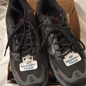 Mens Skechers Black and Gray Memory Foam Sneakers